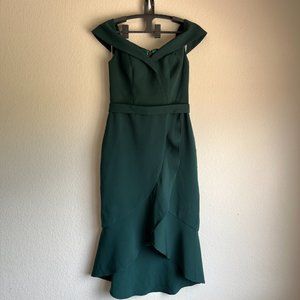 Trumpet / Mermaid Off the Shoulder Asymmetrical Cocktail Dress Emerald